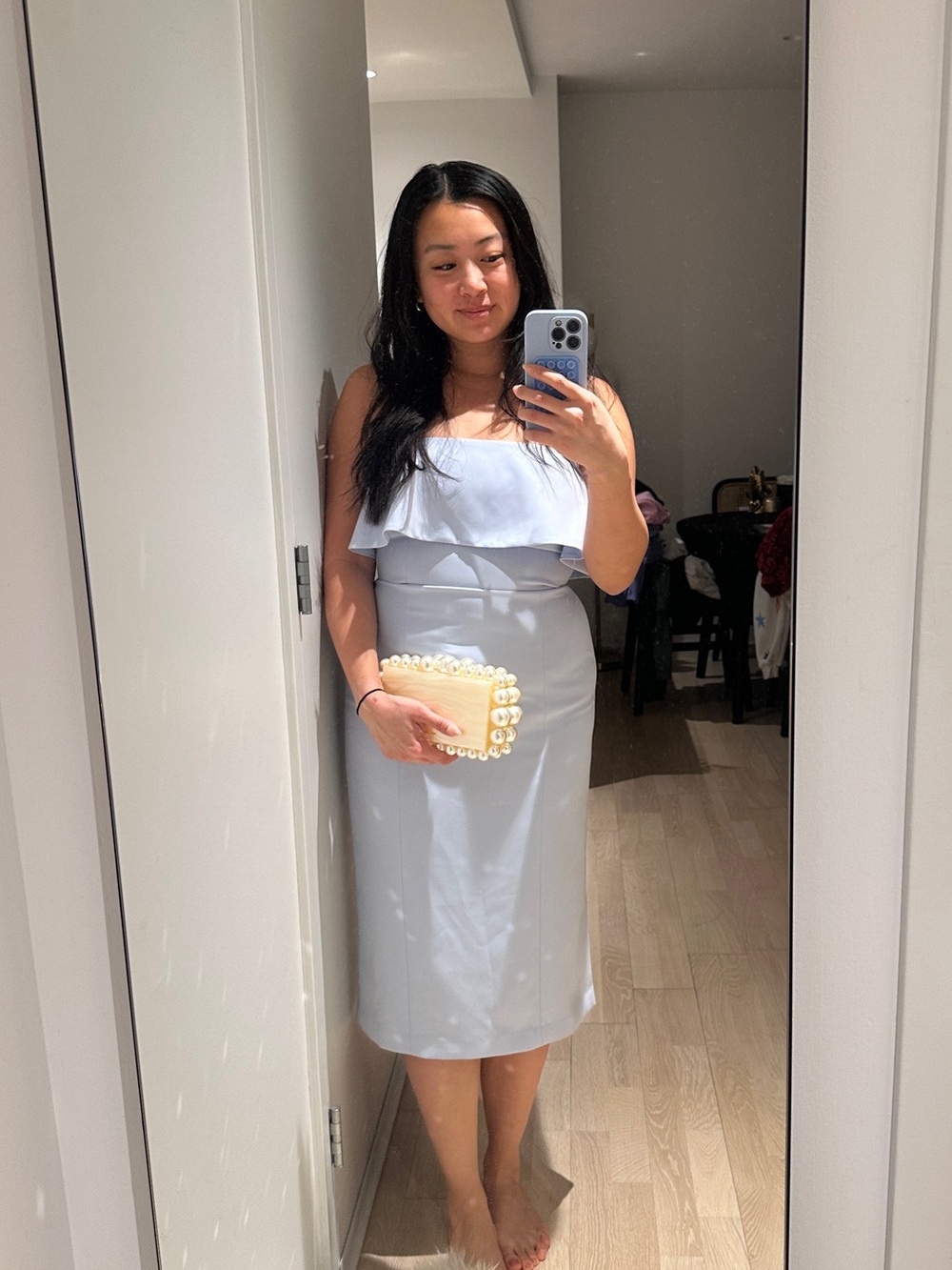 Club Monaco Tiered Overlay Dress- Light Blue